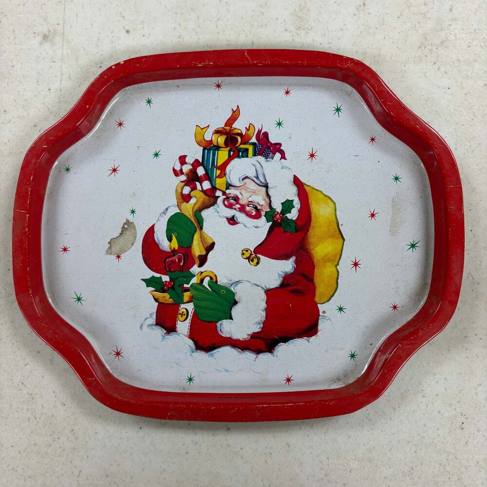Vintage 1987 McCrory Christmas Metal Snack Trays - Set of 4